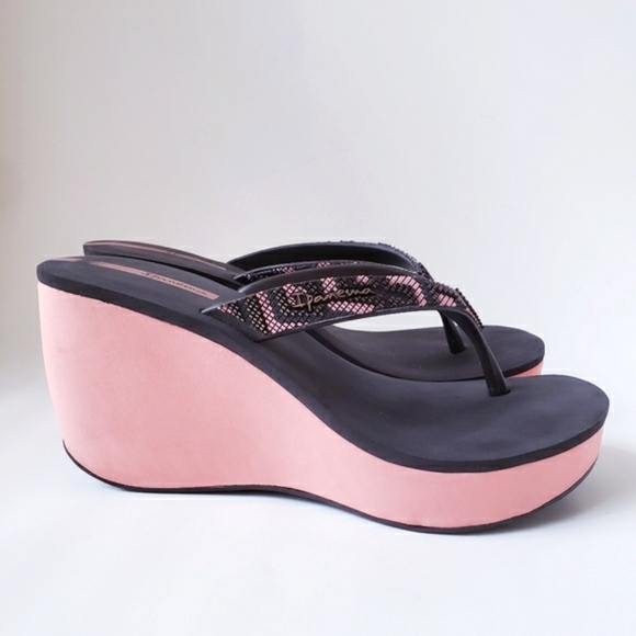 Ipanema Shoes Ipanema Peachy Pink And Dark Brown Platform Sandals